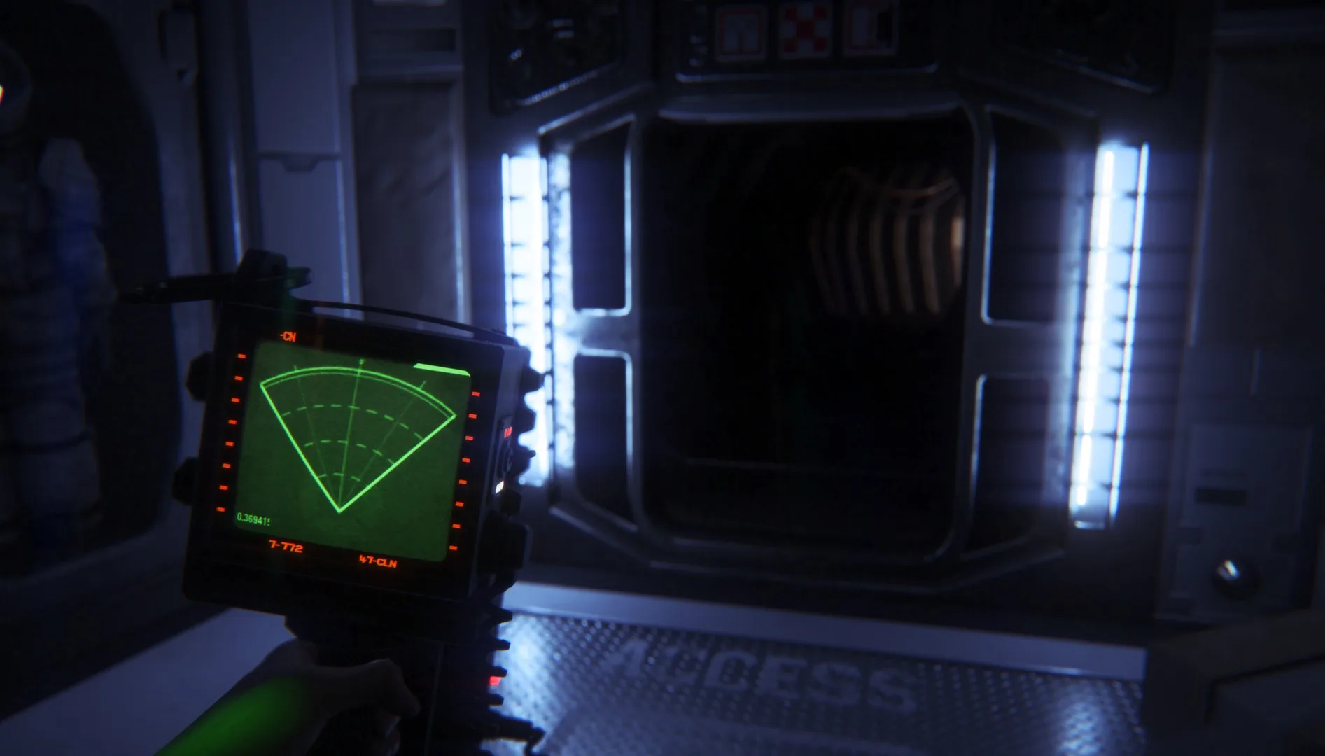 Кадр из Alien: Isolation — лабораторный отсек